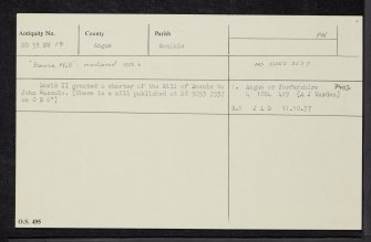 Downie Mill, NO53NW 19, Ordnance Survey index card, Recto