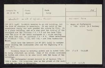 Barry, Woodhill House, NO53SW 6, Ordnance Survey index card, Recto