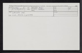 Gallows Law, NO54NE 6, Ordnance Survey index card, Recto