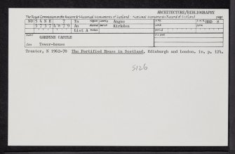 Gardyne Castle, NO54NE 7, Ordnance Survey index card, Recto