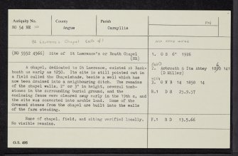 Back Boath, NO54NE 10, Ordnance Survey index card, Recto