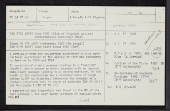 West Grange Of Conon, NO54NE 12, Ordnance Survey index card, page number 1, Recto