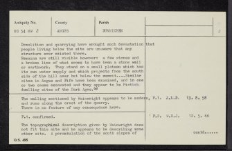 Dunnichen, NO54NW 2, Ordnance Survey index card, page number 2, Verso