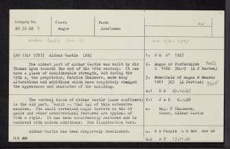 Aldbar Castle, NO55NE 9, Ordnance Survey index card, Recto