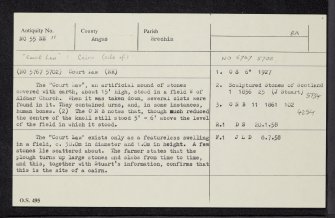 Court Law, NO55NE 11, Ordnance Survey index card, Recto