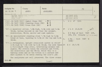 Aberlemno, NO55NW 8, Ordnance Survey index card, page number 1, Recto