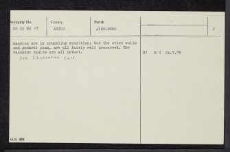 Melgund Castle, NO55NW 19, Ordnance Survey index card, page number 2, Recto
