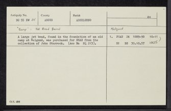 Melgund, NO55NW 25, Ordnance Survey index card, Recto