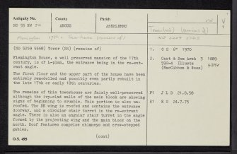 Flemington Castle, NO55NW 30, Ordnance Survey index card, page number 1, Recto