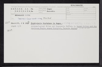 Reswallie House, NO55SW 11, Ordnance Survey index card, Recto