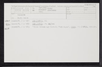 Baldardo, NO55SW 20, Ordnance Survey index card, Recto