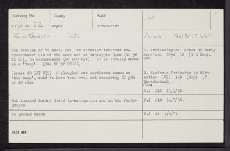 Auchenreoch, NO56NE 22, Ordnance Survey index card, Recto