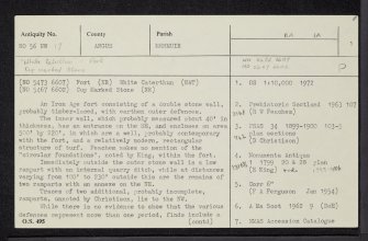 White Caterthun, NO56NW 17, Ordnance Survey index card, page number 1, Recto