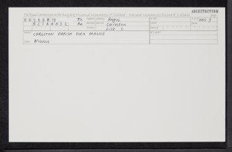 Careston Parish Kirk, Manse, NO56SW 19, Ordnance Survey index card, Recto