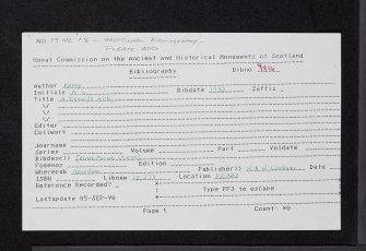 Birse Parish Church, NO59NE 18, Ordnance Survey index card, page number 1, Recto