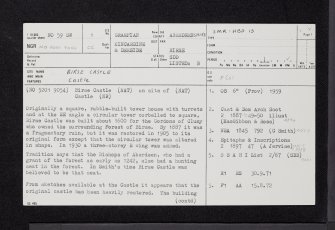 Birse Castle, NO59SW 1, Ordnance Survey index card, page number 1, Recto