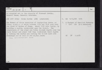 Birse Castle, NO59SW 1, Ordnance Survey index card, page number 2, Verso