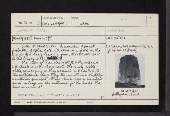 Crail, Priory Dovecot, NO60NW 12, Ordnance Survey index card, page number 1, Recto