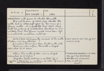 Crail Castle, NO60NW 19, Ordnance Survey index card, page number 2, Verso
