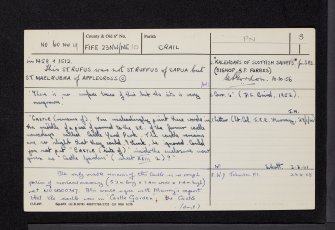 Crail Castle, NO60NW 19, Ordnance Survey index card, page number 3, Recto