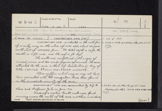 Constantine's Cave, Fife Ness, NO61SW 6, Ordnance Survey index card, page number 1, Recto