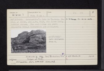 Constantine's Cave, Fife Ness, NO61SW 6, Ordnance Survey index card, page number 5, Recto