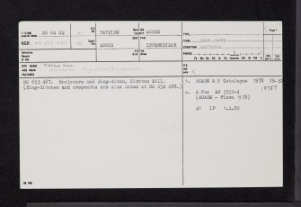 Kirkton Mill, NO64NE 21, Ordnance Survey index card, page number 1, Recto