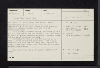 Kinblethmont, NO64NW 12, Ordnance Survey index card, Recto