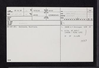 Westfield, NO64NW 51, Ordnance Survey index card, page number 1, Recto