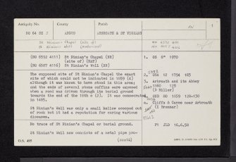 St Ninian's Well, NO64SE 3, Ordnance Survey index card, page number 1, Recto