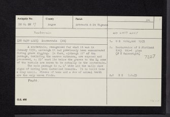 Arbroath, Eastern Cemetery, NO64SW 17, Ordnance Survey index card, Recto