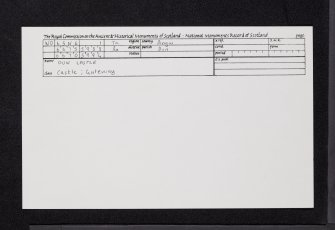 Dun Castle, NO65NE 1, Ordnance Survey index card, Recto