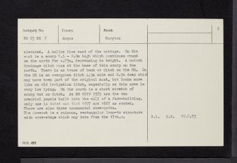 Bonnyton, NO65NE 7, Ordnance Survey index card, page number 2, Verso