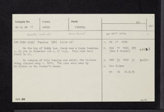 Wuddy Law, NO65SW 19, Ordnance Survey index card, Recto