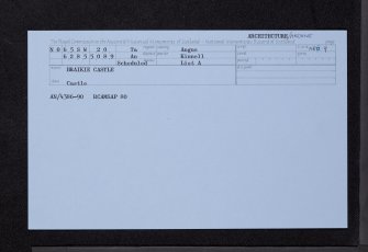 Braikie Castle, NO65SW 20, Ordnance Survey index card, Recto