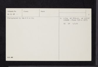 Kinnell, NO65SW 26, Ordnance Survey index card, page number 2, Verso