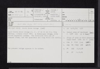 Upper North Water Bridge, NO66NE 25, Ordnance Survey index card, page number 1, Recto