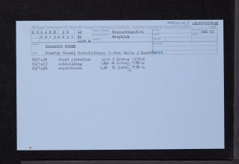 Balmanno House, NO66NE 26, Ordnance Survey index card, Recto