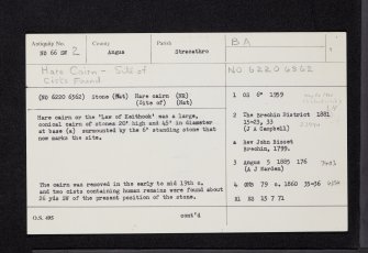 Law Of Keithock, NO66SW 2, Ordnance Survey index card, page number 1, Recto