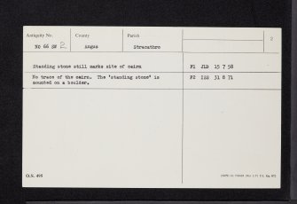 Law Of Keithock, NO66SW 2, Ordnance Survey index card, page number 2, Verso