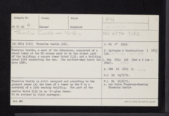 Thornton Castle, NO67SE 4, Ordnance Survey index card, Recto