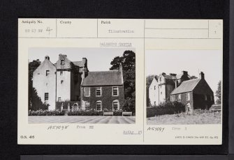 Balbegno Castle, NO67SW 4, Ordnance Survey index card, page number 1, Recto
