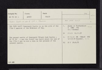 Dunninald Castle, NO75SW 3, Ordnance Survey index card, Recto
