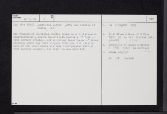 Lauriston Castle, NO76NE 7, Ordnance Survey index card, page number 2, Verso