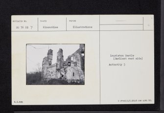 Lauriston Castle, NO76NE 7, Ordnance Survey index card, Recto