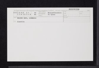Milton Ness, Limekiln, NO76NE 21, Ordnance Survey index card, Recto
