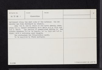 Kaim Of Mathers, NO76SE 1, Ordnance Survey index card, page number 2, Verso