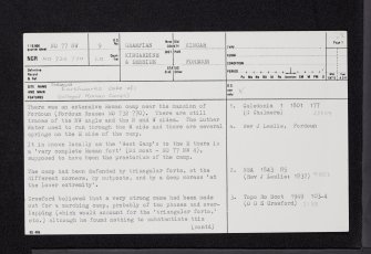 Fordoun House, NO77NW 9, Ordnance Survey index card, page number 1, Recto