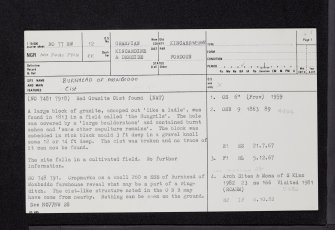 Burnhead Of Monboddo, NO77NW 12, Ordnance Survey index card, page number 1, Recto