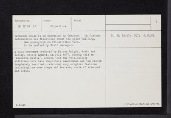 Monboddo House, NO77NW 15, Ordnance Survey index card, page number 2, Verso